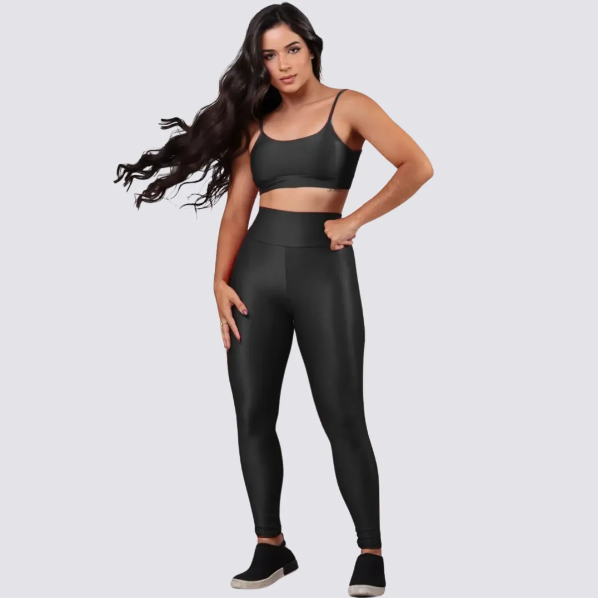 Conjunto Canelado Poliamida Top + Calça Seven Line
